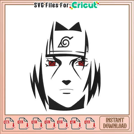 Embroidery Design of Anime Character with Red Eyes