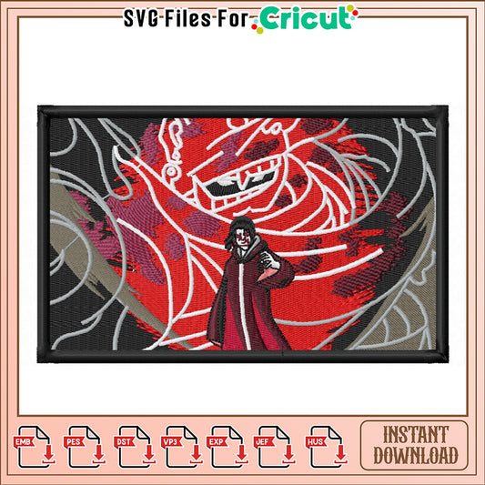 Embroidery Design of Character with Red Background