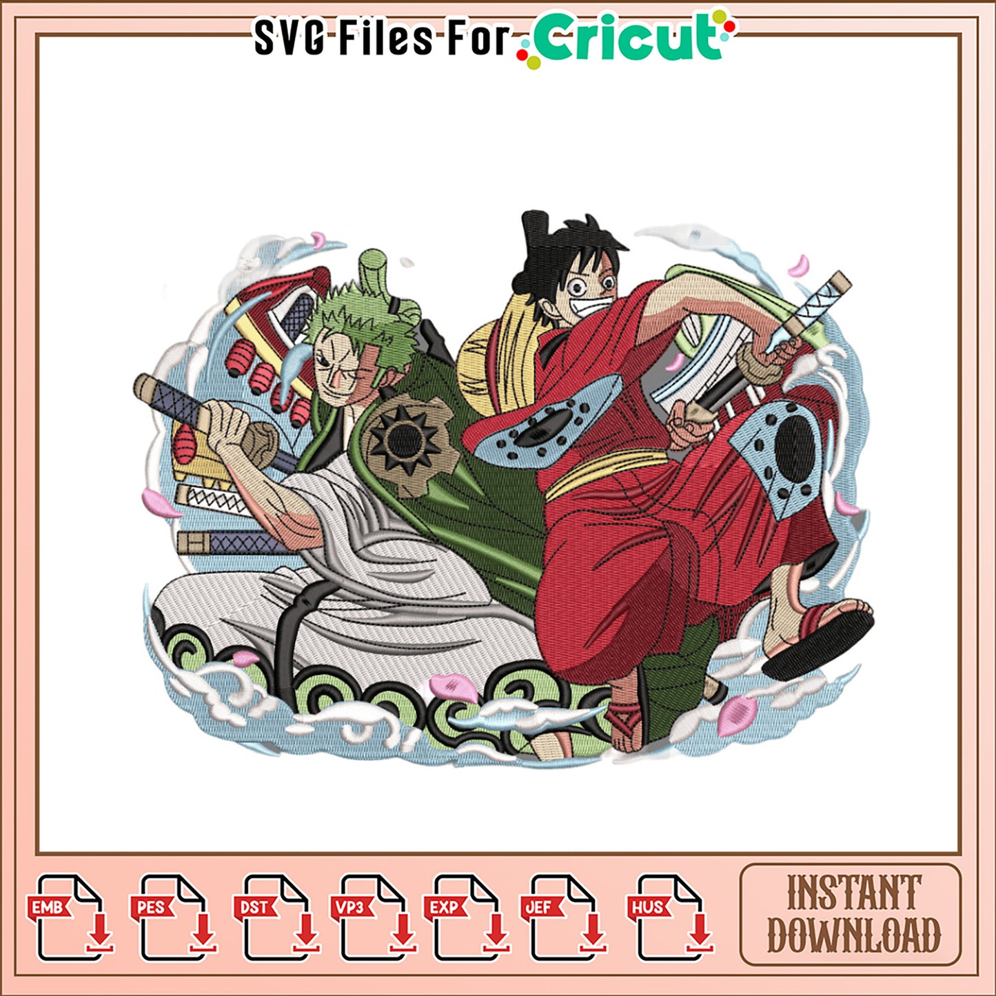 Embroidery Design of Dynamic Samurai Characters Download