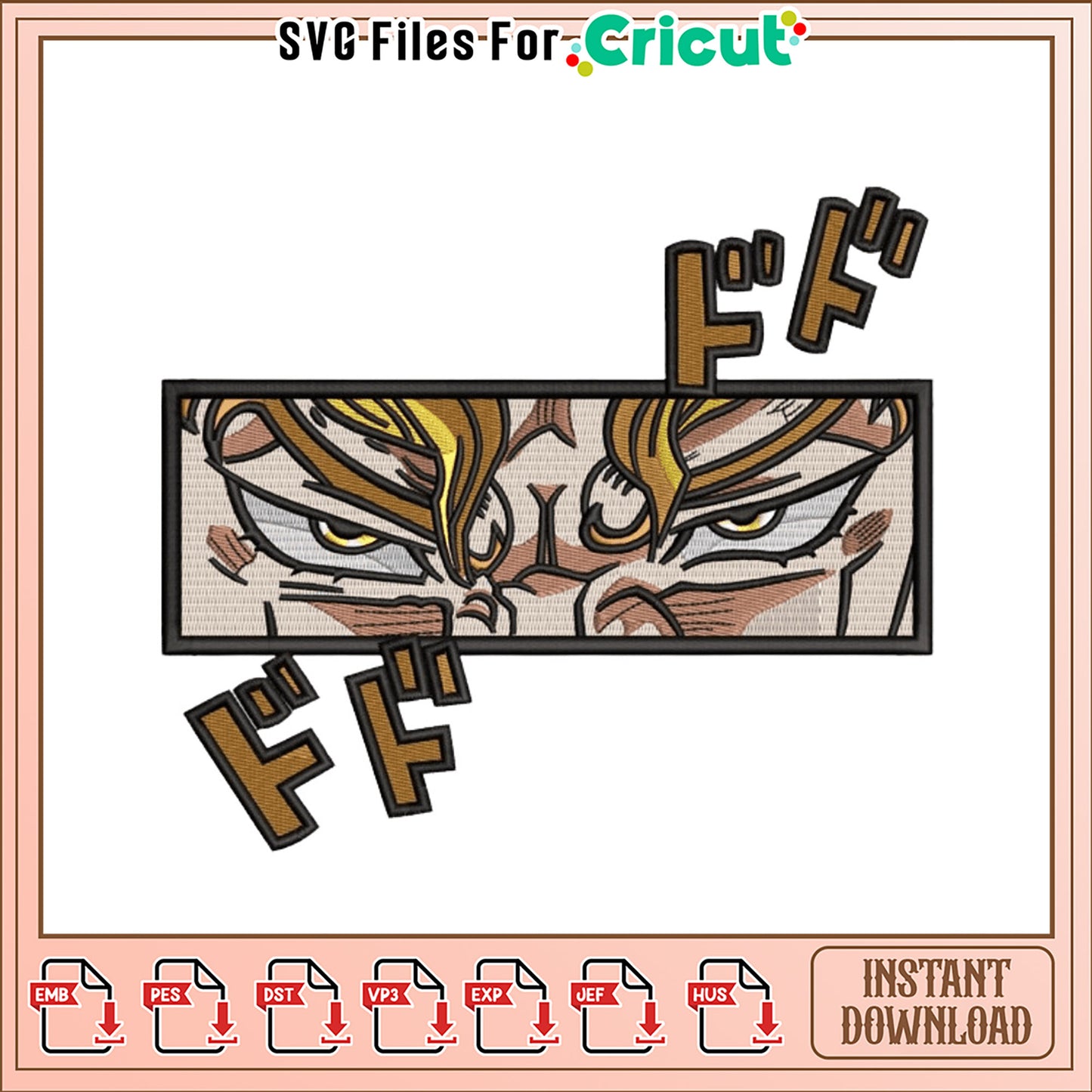 Embroidery Design of Fierce Character Expression Art