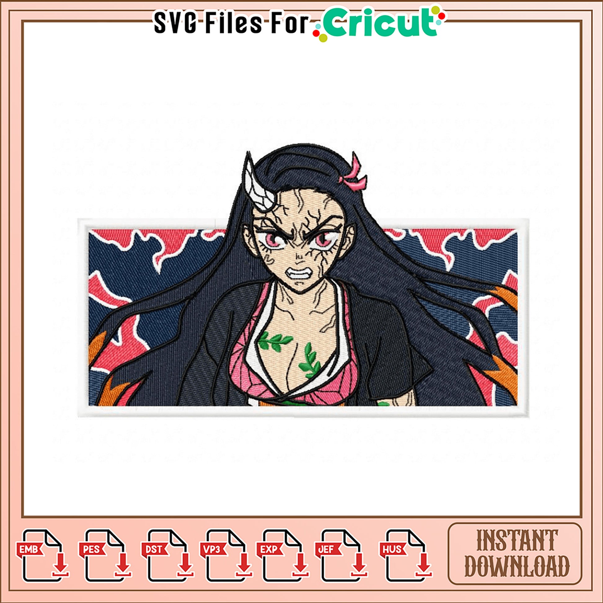 Embroidery Design of Fierce Female Character Art