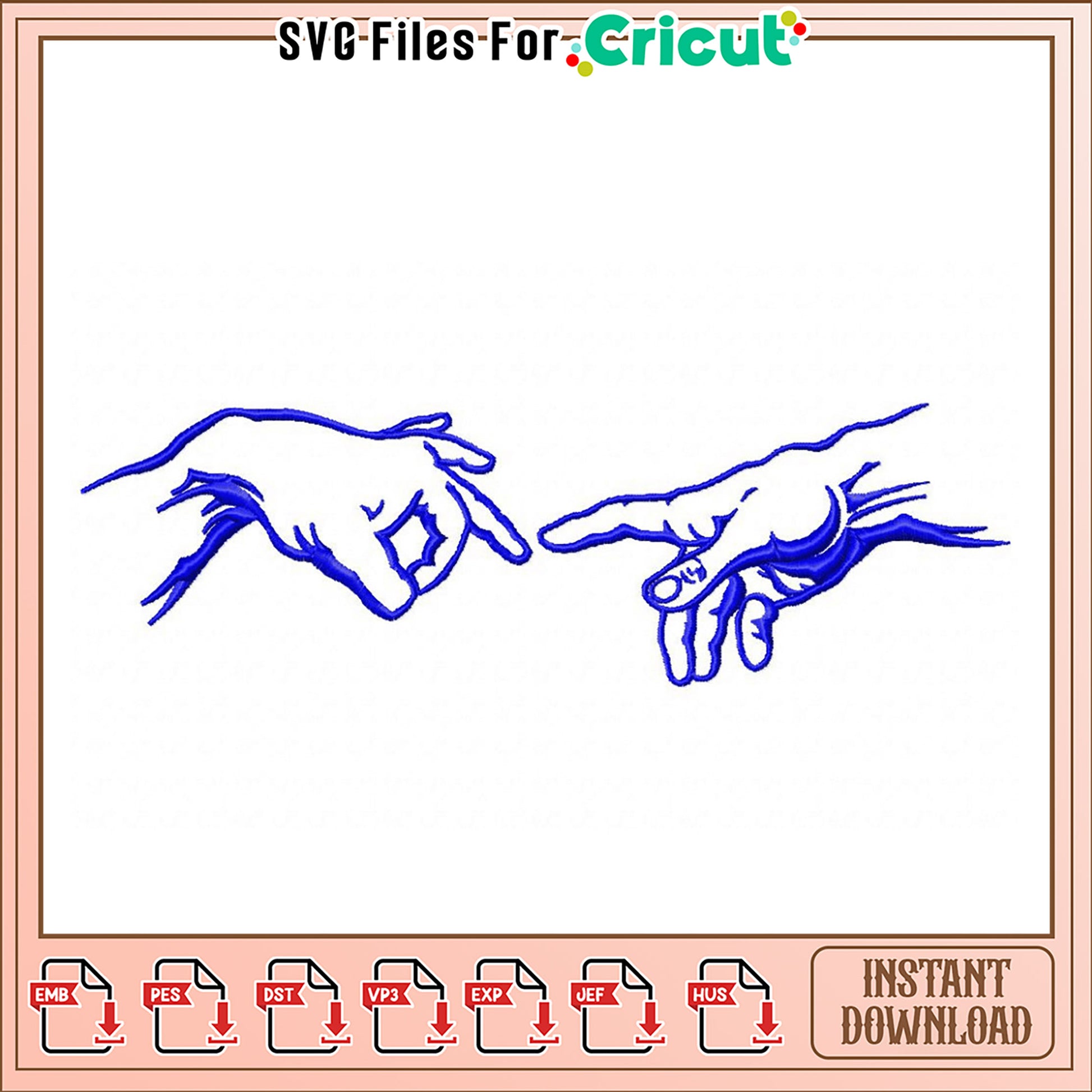 Embroidery Design of Iconic Touching Hands Art