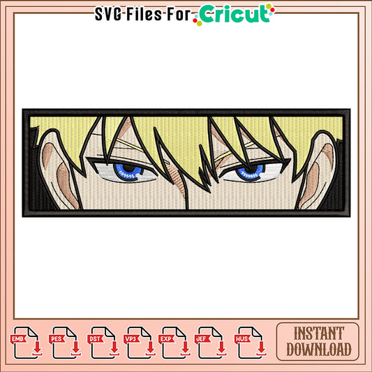 Embroidery Design of Intense Blue Eyed Character Face