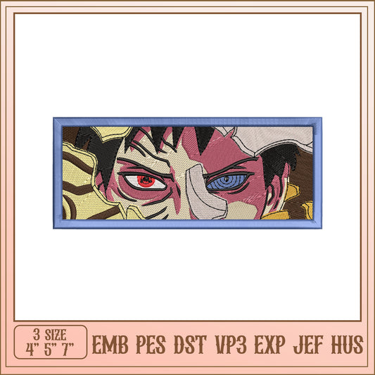 Embroidery Design of Intense Character Face in Three Sizes