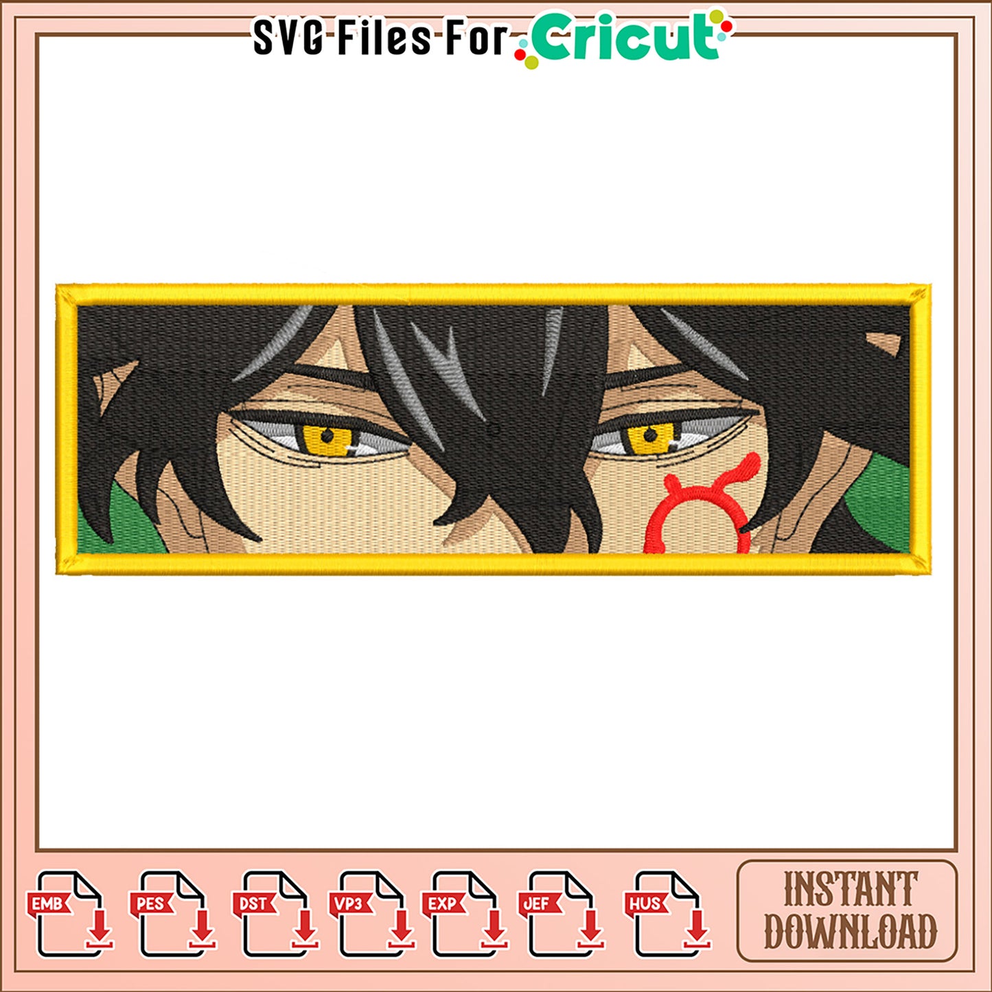 Embroidery Design of Intense Eyes Anime Character
