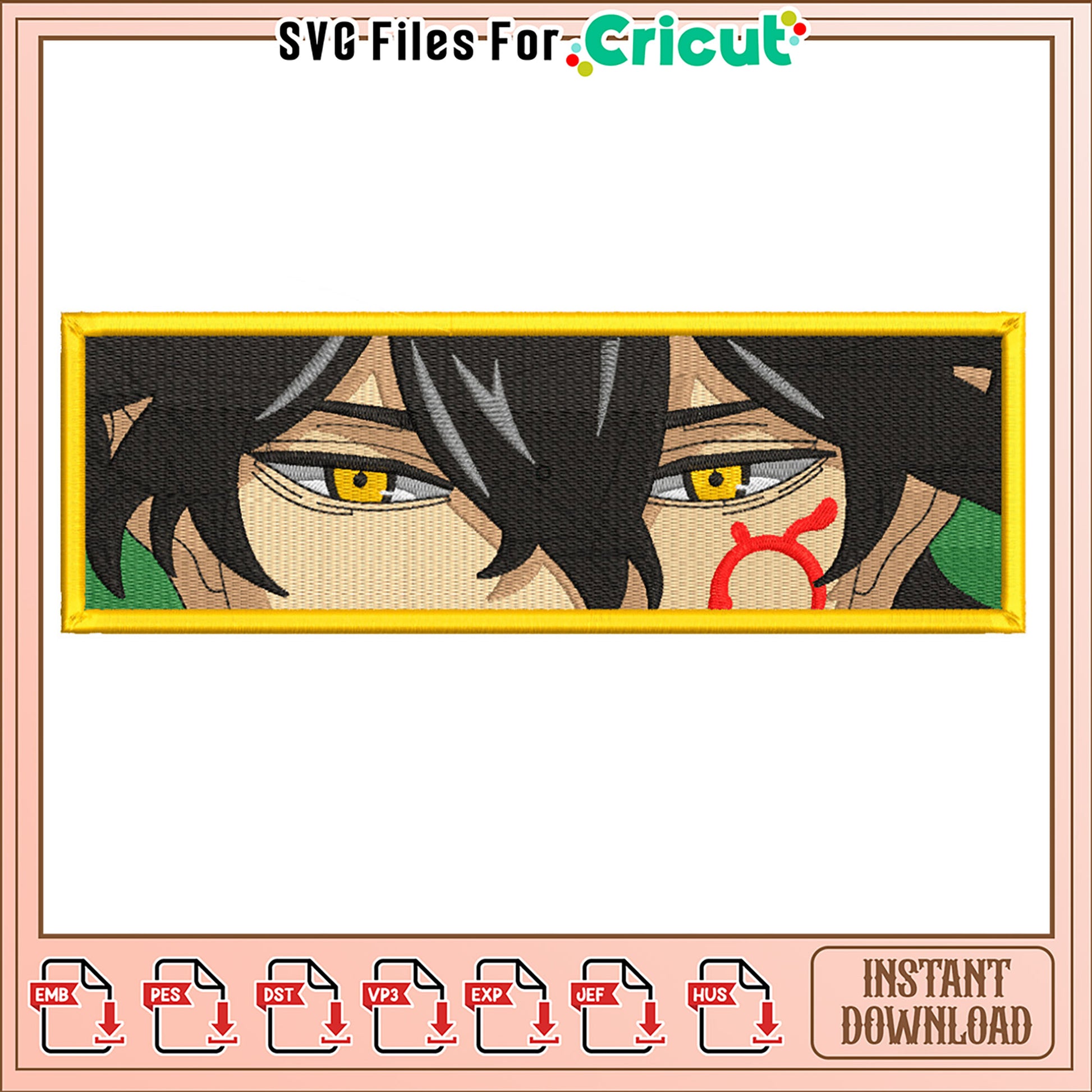 Embroidery Design of Intense Eyes Anime Character