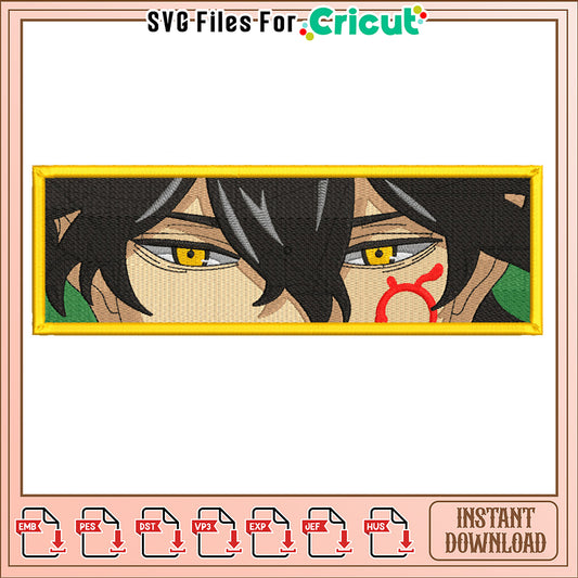 Embroidery Design of Intense Eyes Anime Character