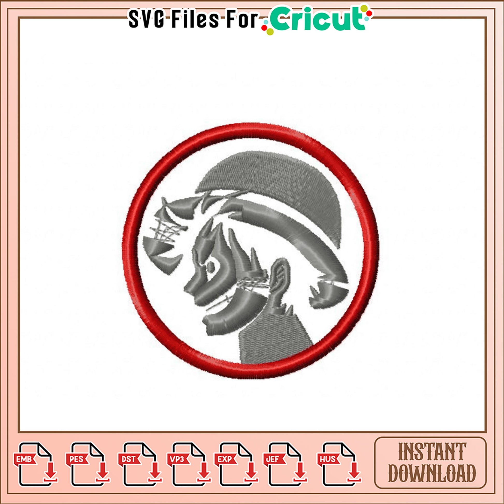 Embroidery Design of Stylish Character Profile Art