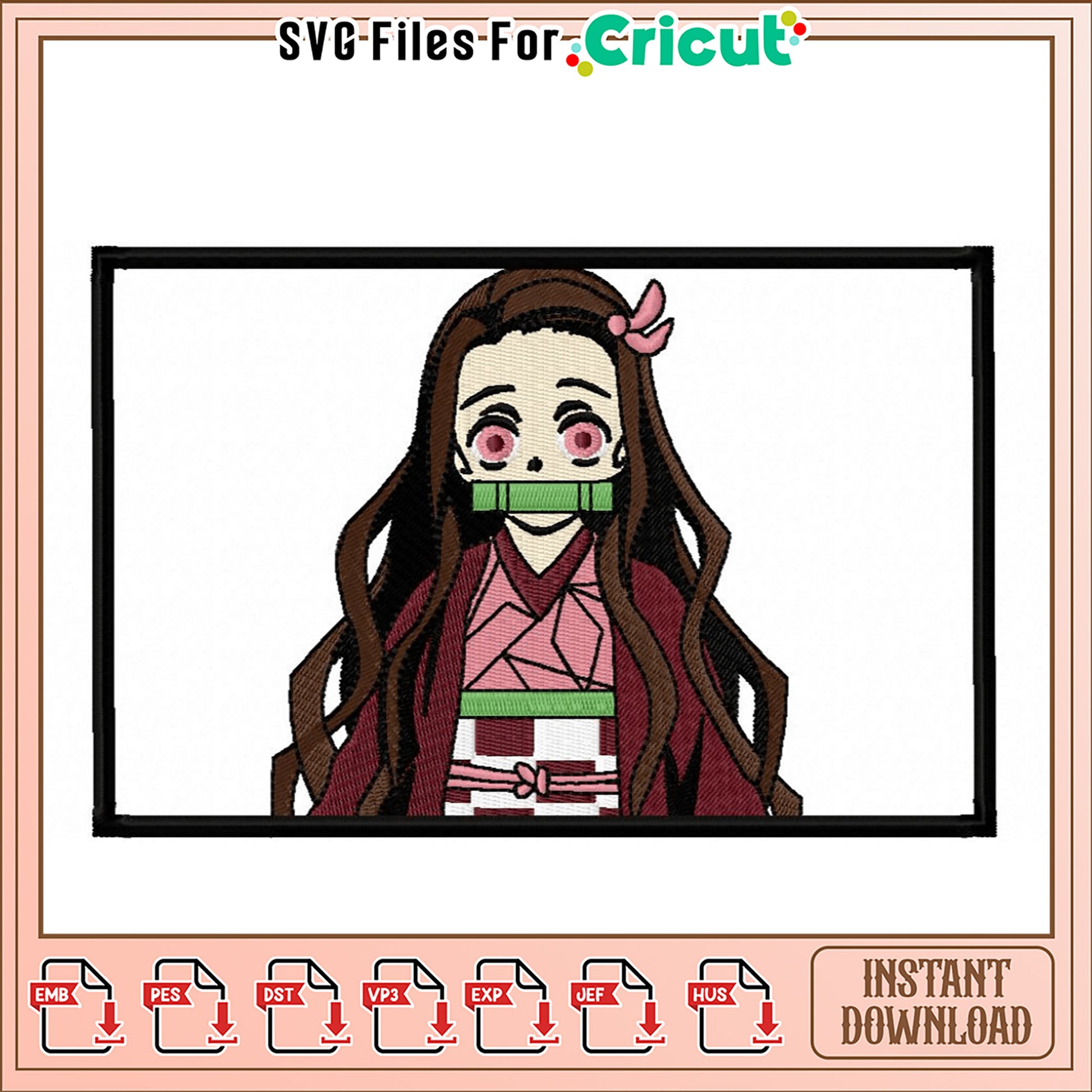 Embroidery Design of a Beautiful Anime Character