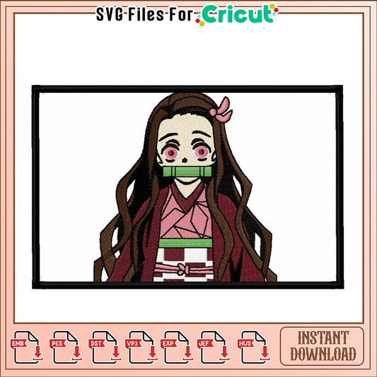 Embroidery Design of a Beautiful Anime Character