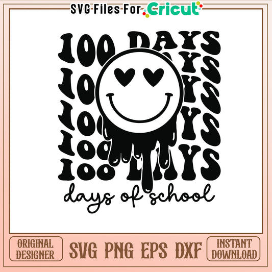 Emotion face 100th day of school svg, smelt smile face svg