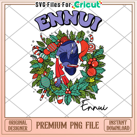 Ennui Themed Holiday Wreath PNG File for Cricut Instant Download