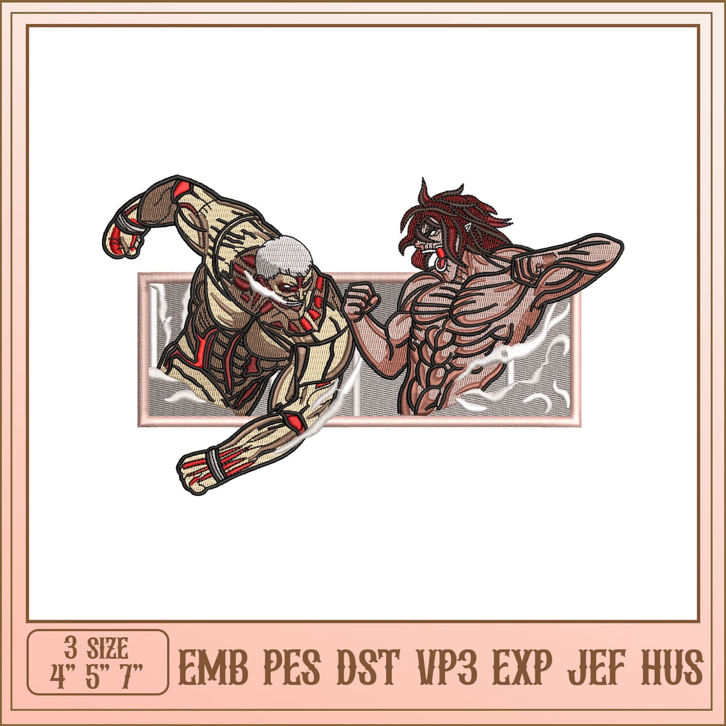 Epic Battle Embroidery Design for DIY Projects in Three Sizes