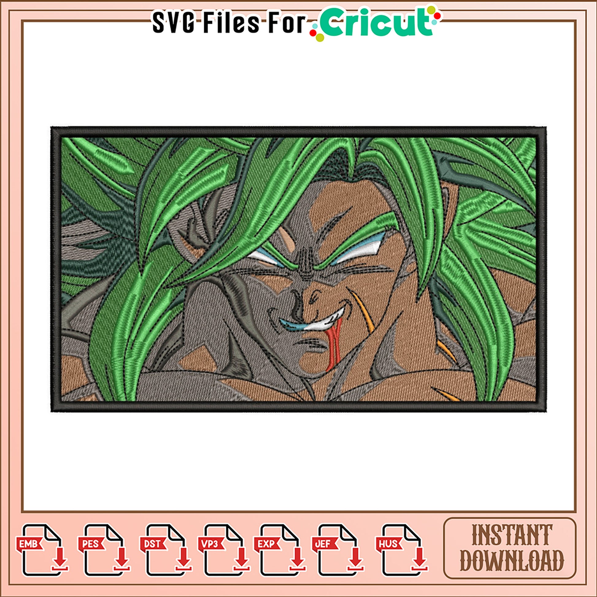 Epic Broly Embroidery Design for Instant Download Files