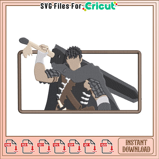 Epic Warrior Embroidery Design for Instant Download