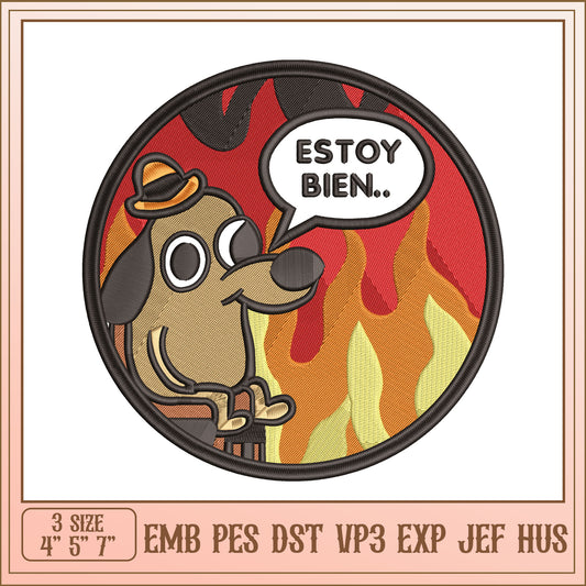 Estoy Bien Dog Embroidery Design