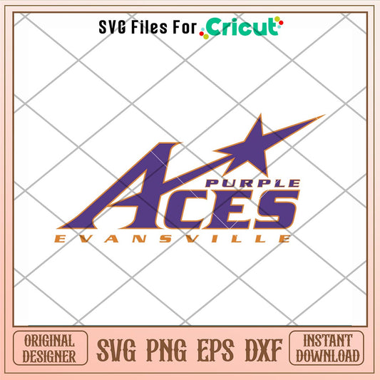Evansville Purple Aces Logo Svg, Evansville Purple Aces Svg, NCAA Svg