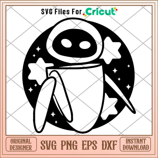 Eve black  Coloring Svg, walle svg, digital dowload