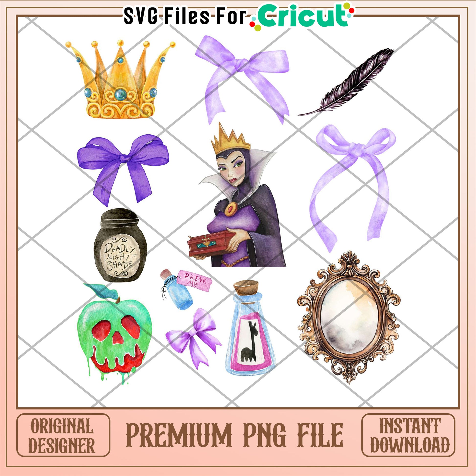 Evil Queen PNG Watercolor Clipart for Cricut