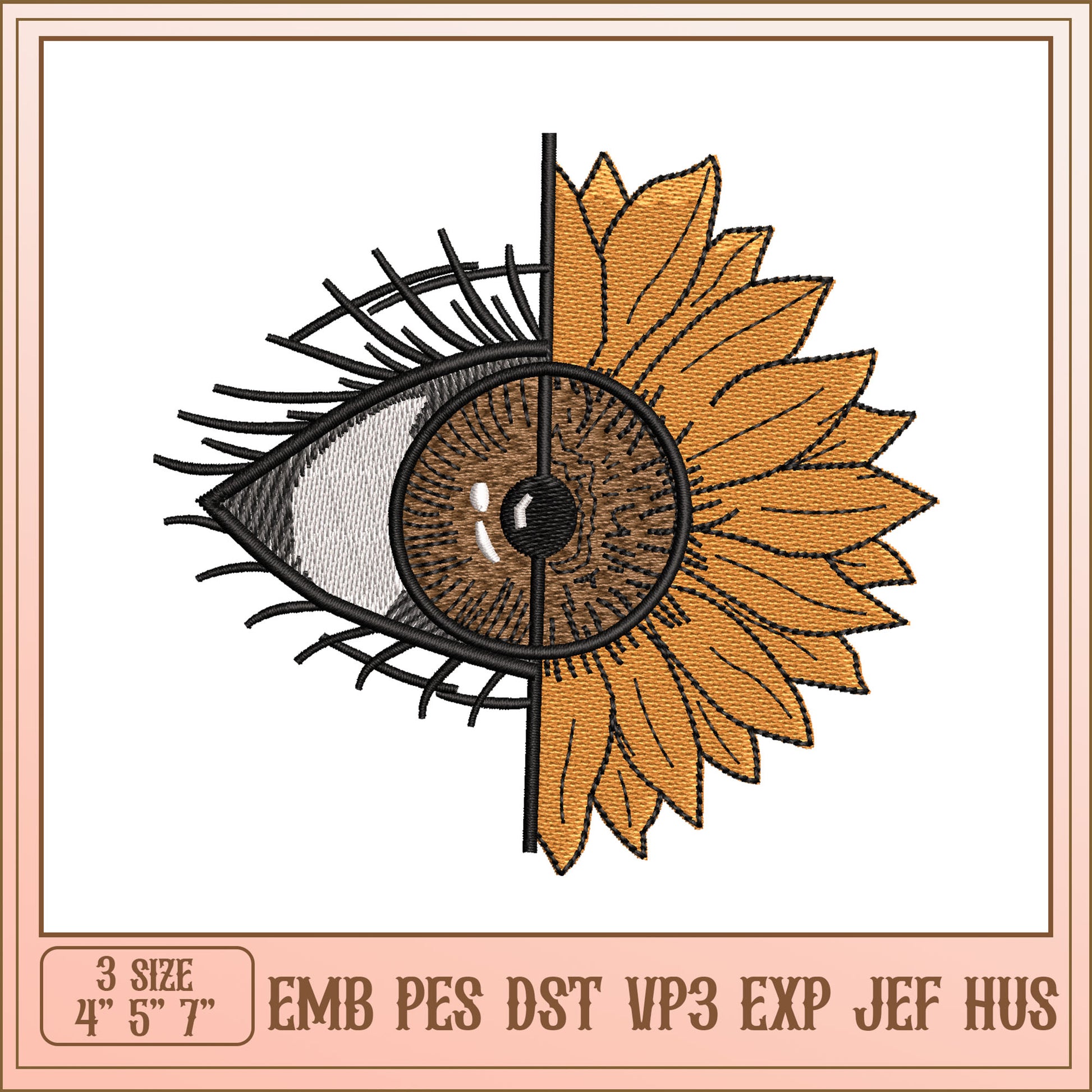 Eye Sunflower Embroidery Design