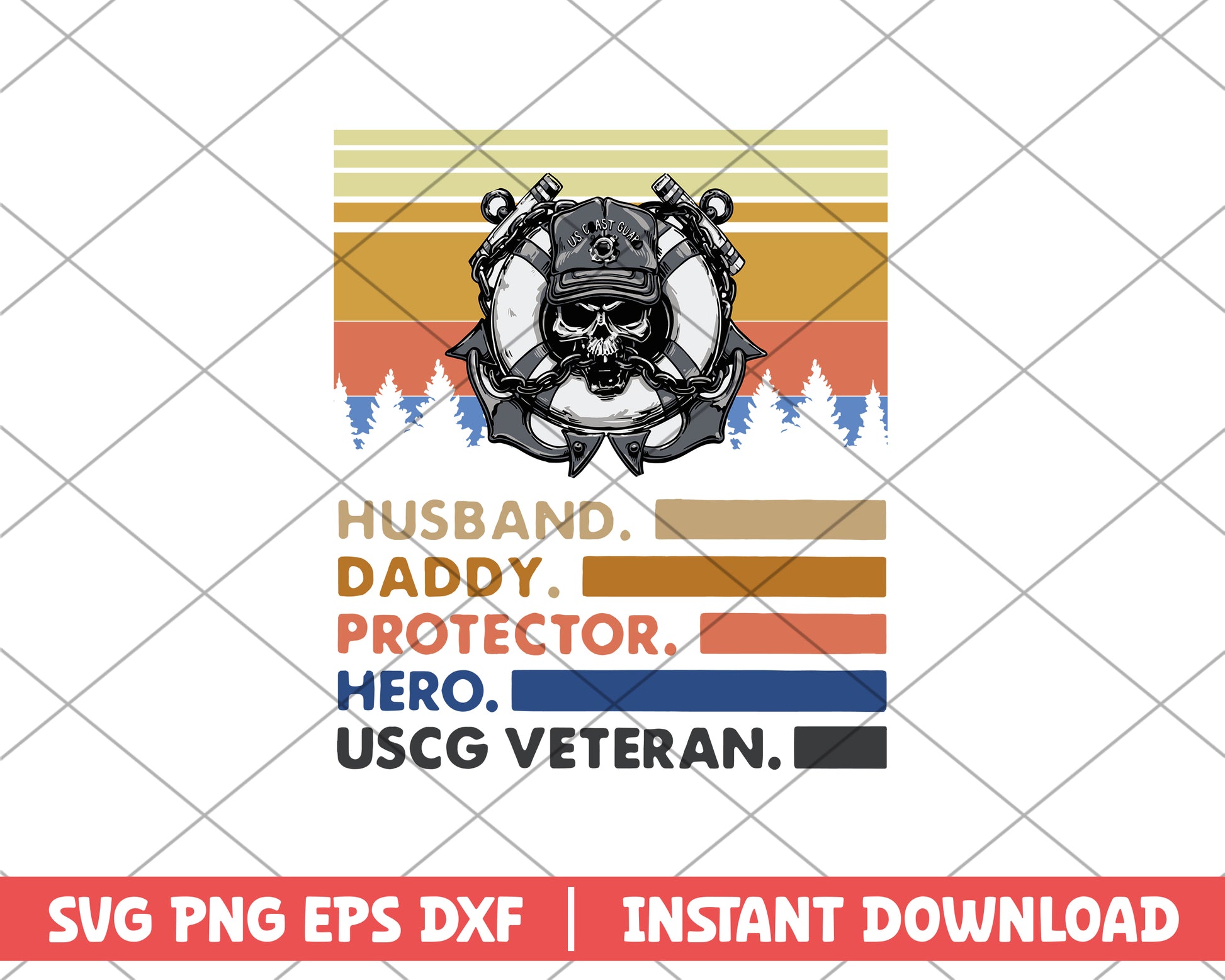 Husband Daddy Protector Hero USCG Veteran svg