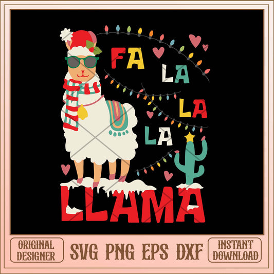 Fa la la la Llama svg, Christmas funny sheep quotes svg bundle