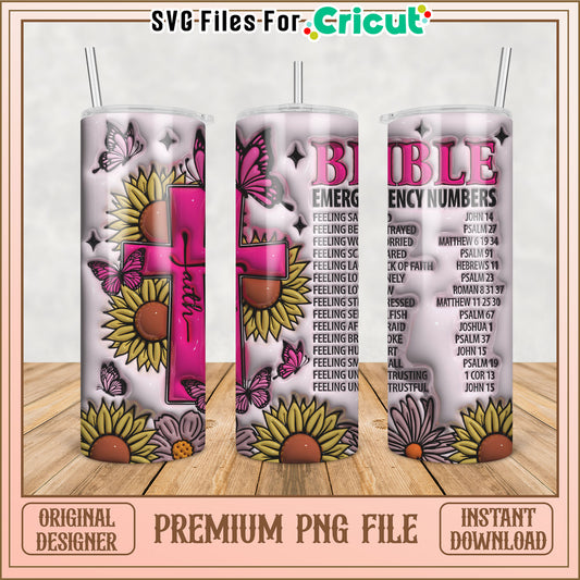 Faith Inspired Tumbler PNG Design for Cricut with Bible Verses