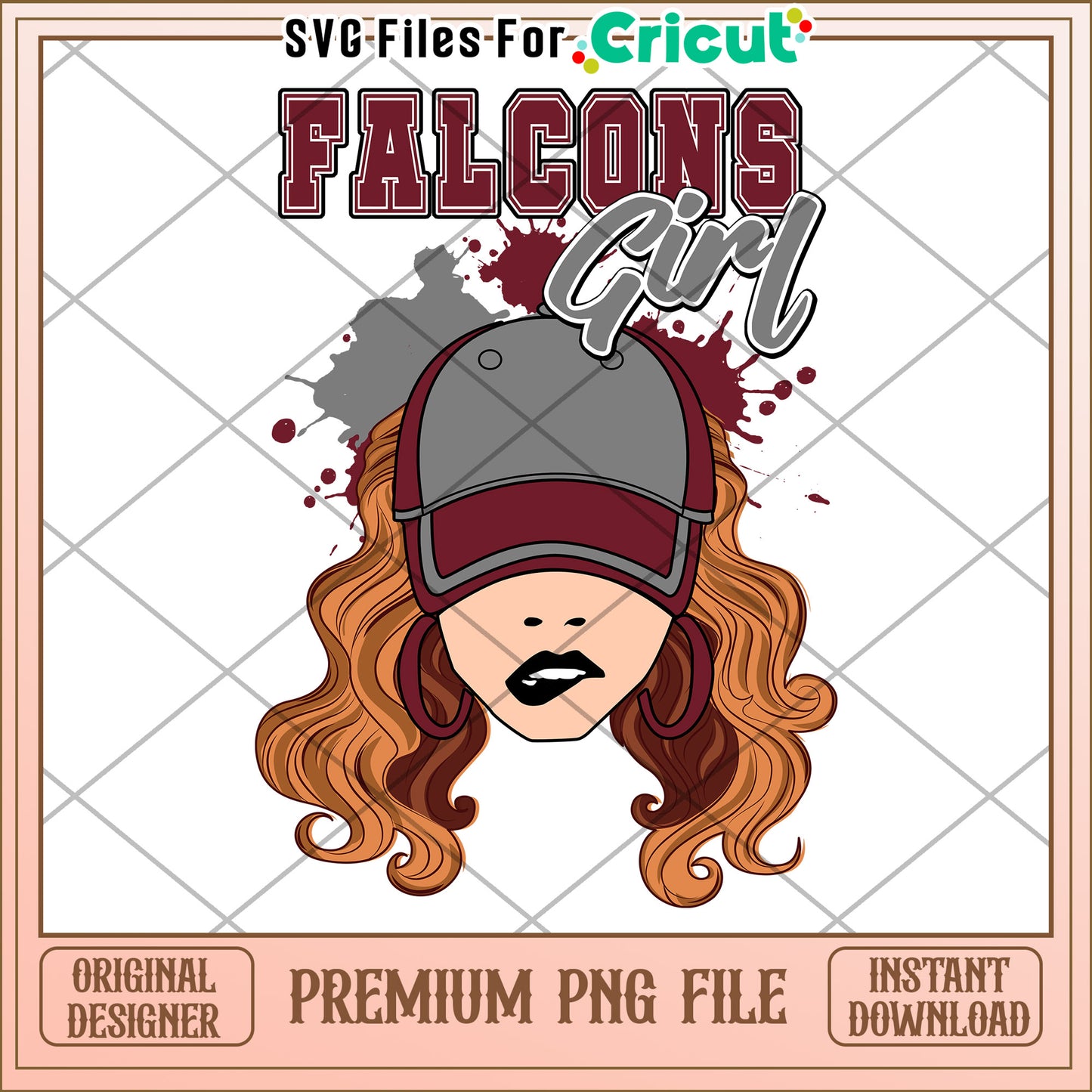 Falcons Girl PNG Design for Cricut, Premium Instant Download File