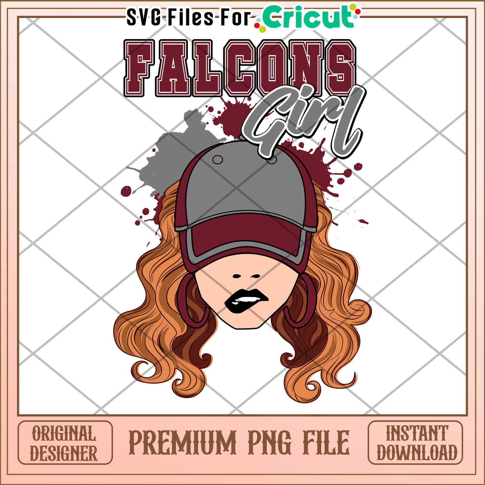 Falcons Girl PNG Design for Cricut, Premium Instant Download File