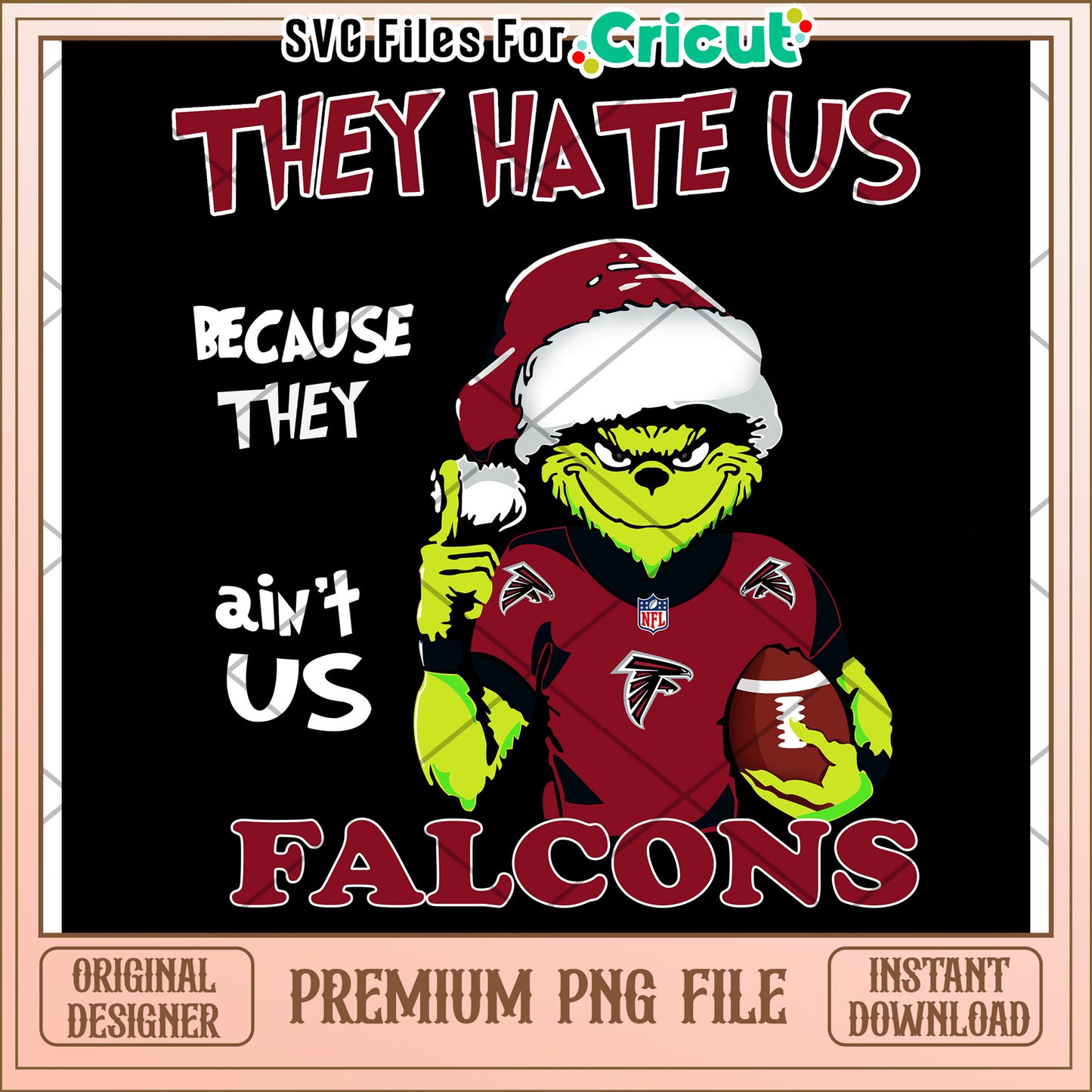 Falcons Grinch PNG design for die cut projects, perfect for fans