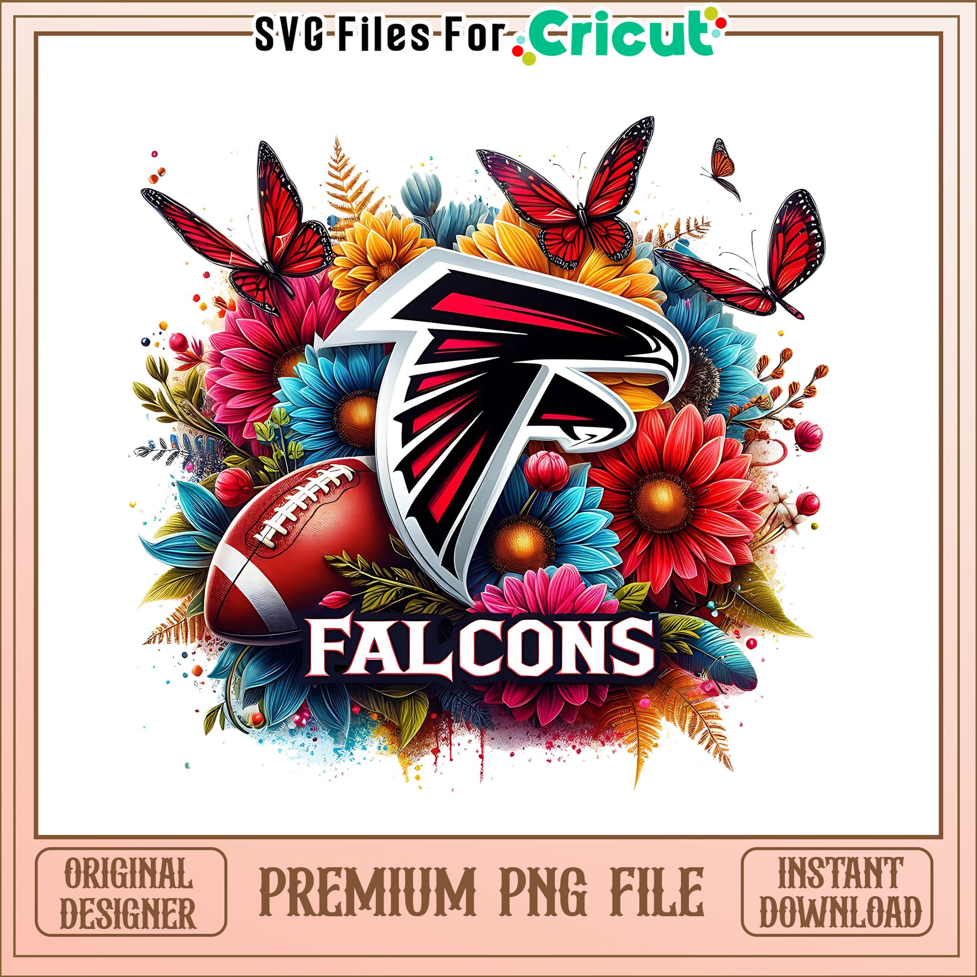 Falcons logo vintage flower png, Atlanta Falcons png, NFL png