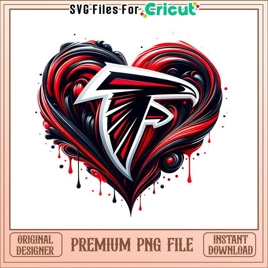 Falcons logo vintage heart png, Atlanta Falcons png, NFL png