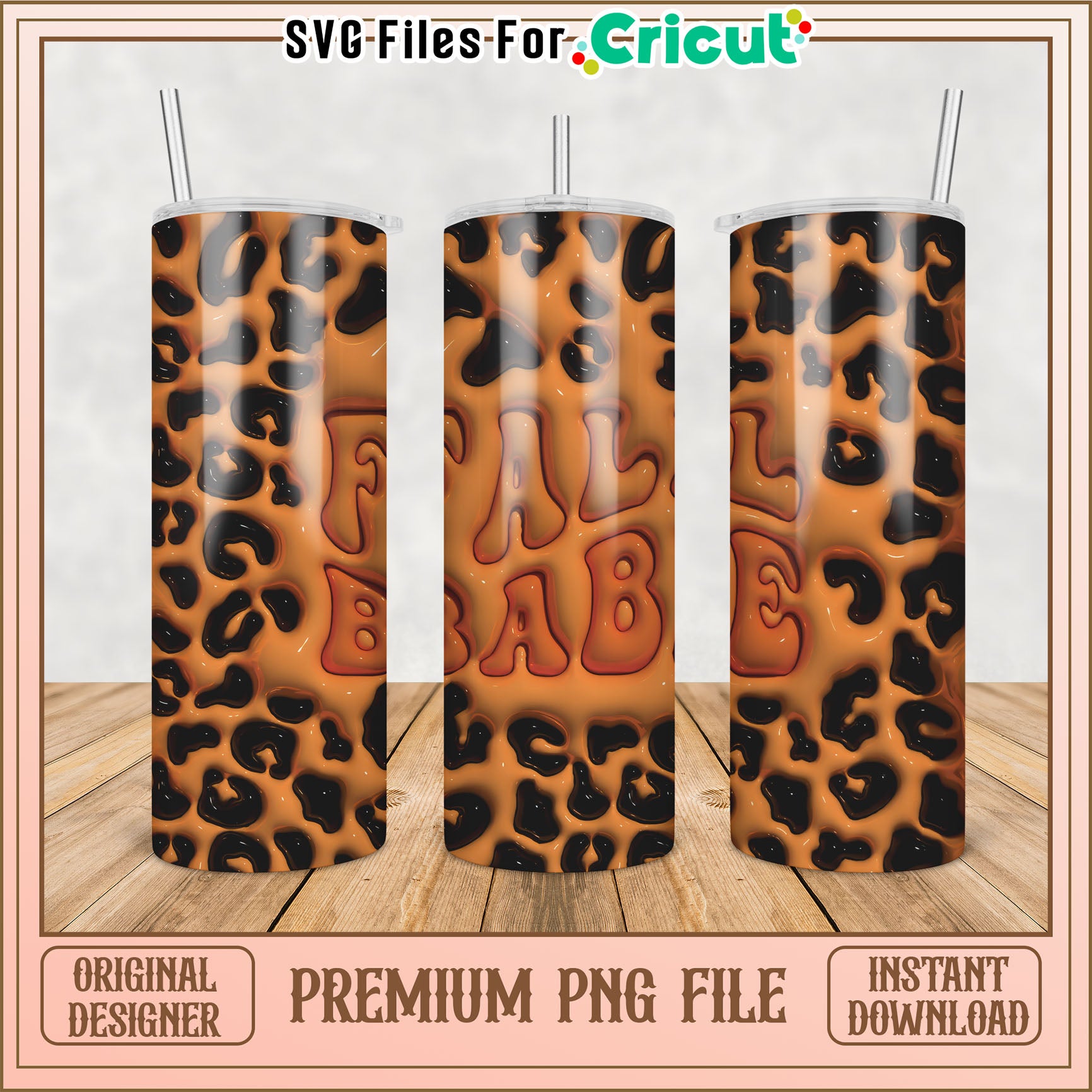 Fall Babe Leopard Tumbler PNG