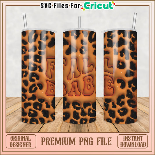 Fall Babe Leopard Tumbler PNG
