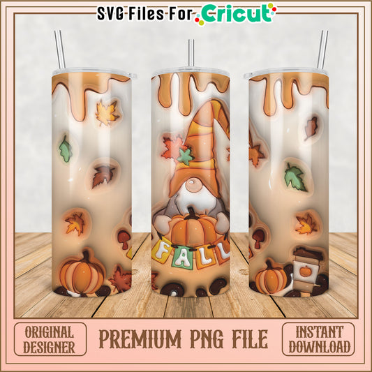 Fall Gnome Tumbler PNG Design