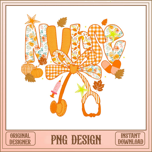 Fall Nurse PNG, Autumn Pumpkin Nurse Design, Nurse Life PNG