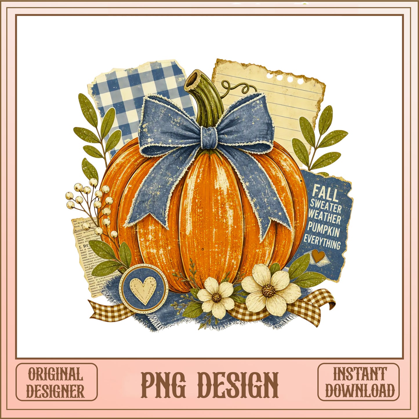Fall Sweater Weather Pumpkin PNG, Vintage Pumpkin PNG, Autumn PNG