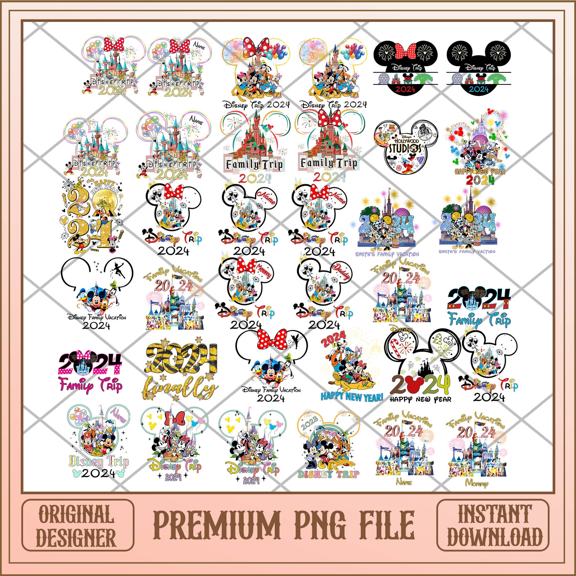 Mickey disney family trip PNG bundle