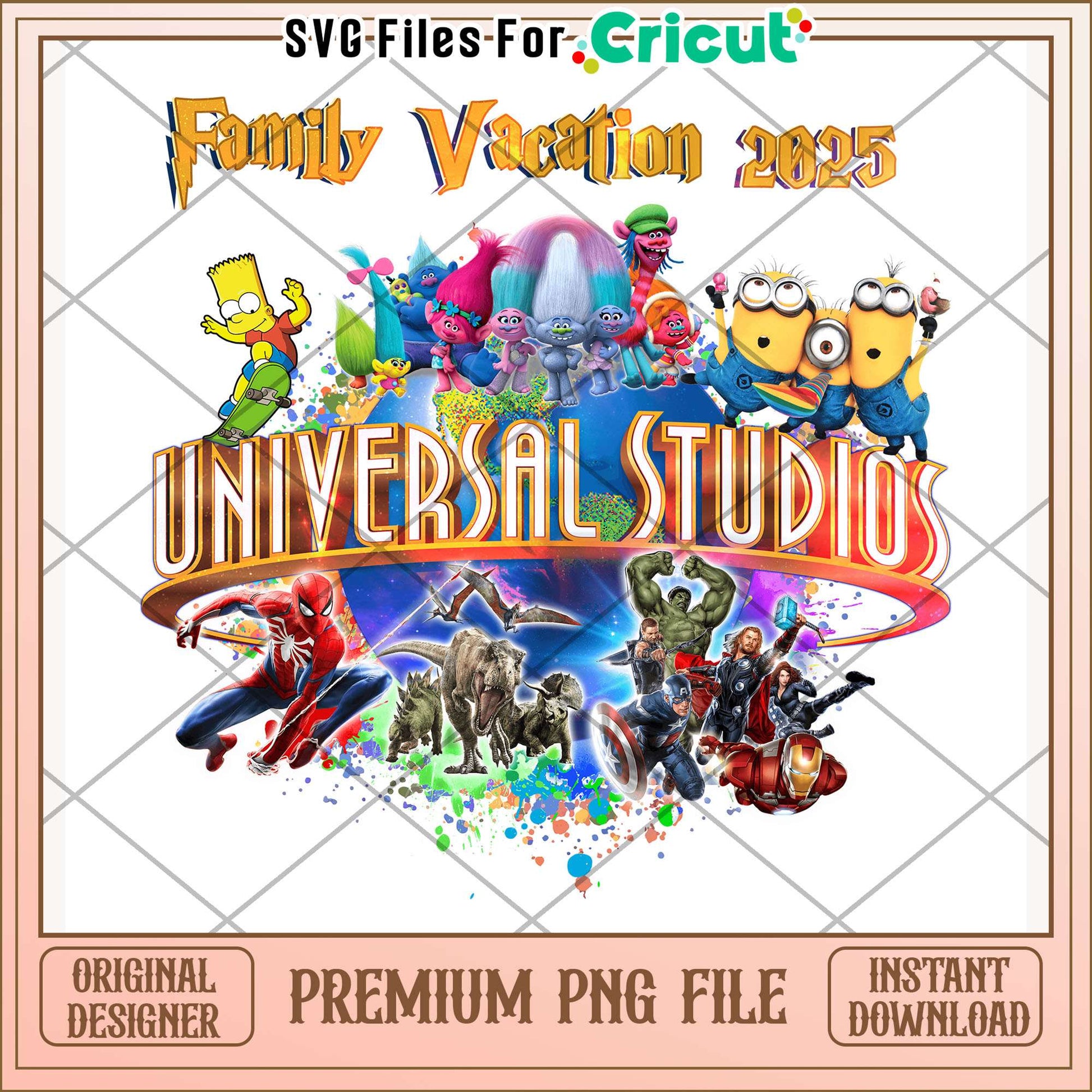 Family vacatio unversal studios png, cartoon character png, universal png