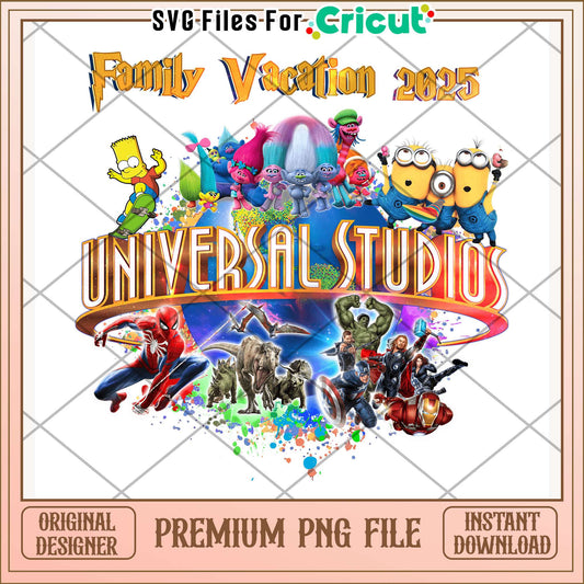 Family vacatio unversal studios png, cartoon character png, universal png