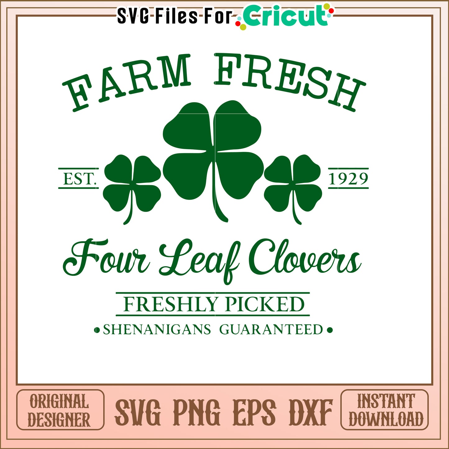 Farm Fresh Four Leaf Clover SVG