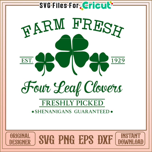 Farm Fresh Four Leaf Clover SVG