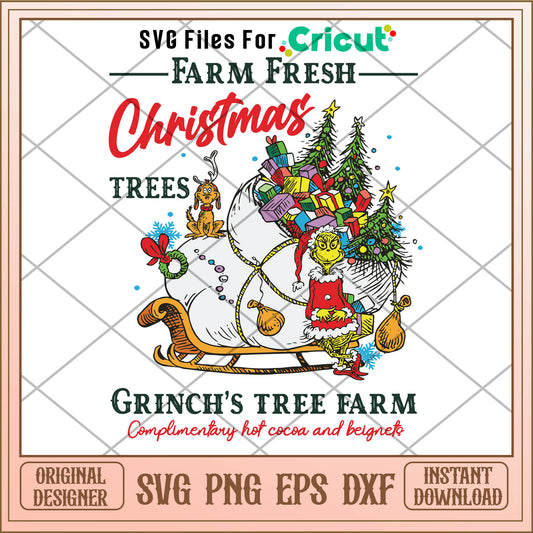 Farm fresh christmas grinch tree farm svg, grinch tree​ ​svg