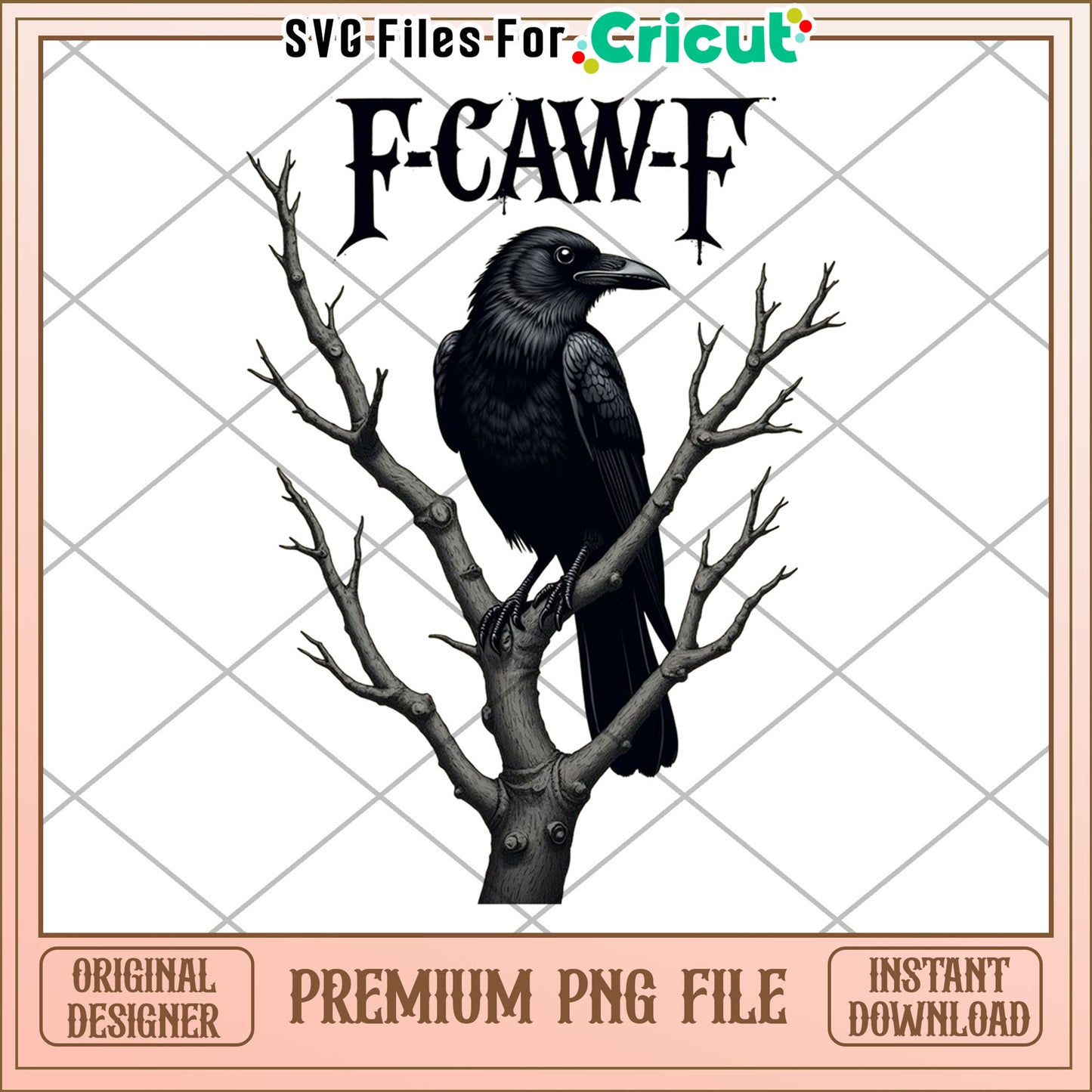 F caw f crow design png, halloween crow png, crow quotes png