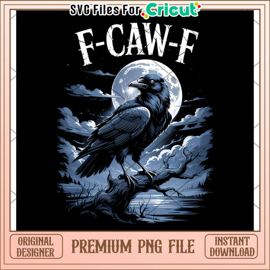 F caw f png, halloween vibes png, gothic raven png