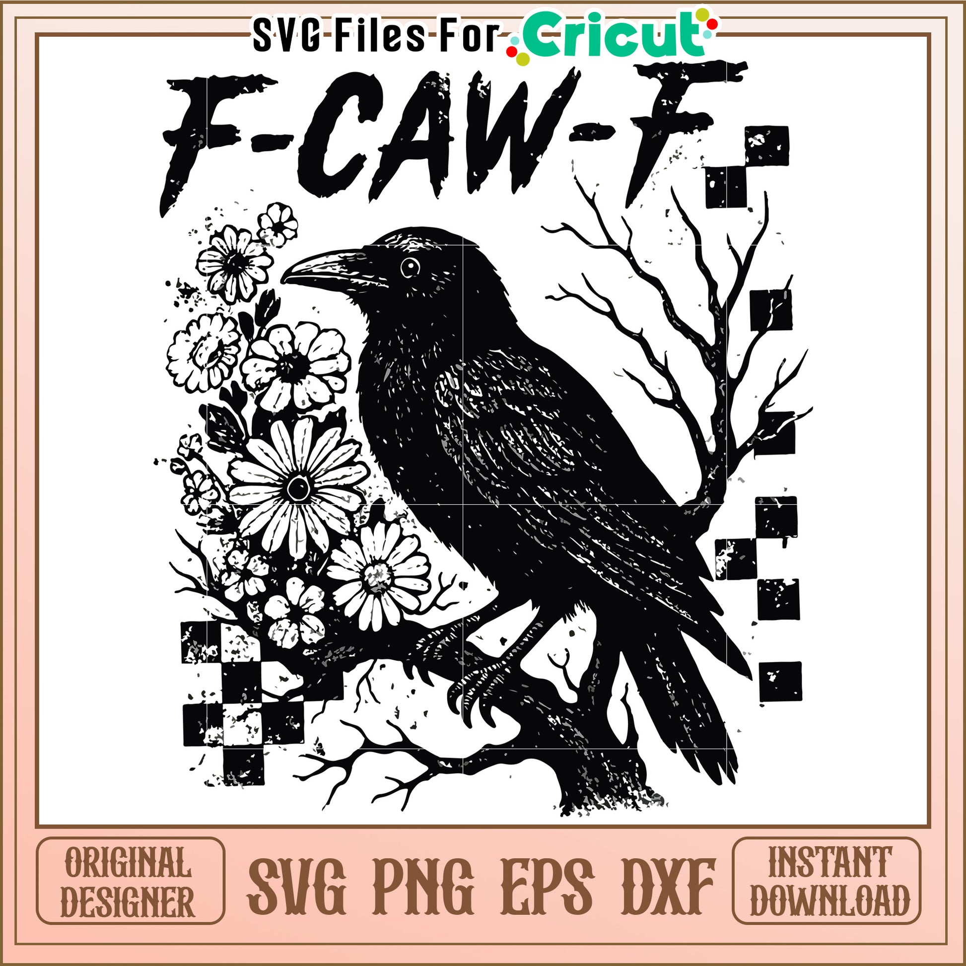 F caw f svg, halloween design svg, spooky season svg