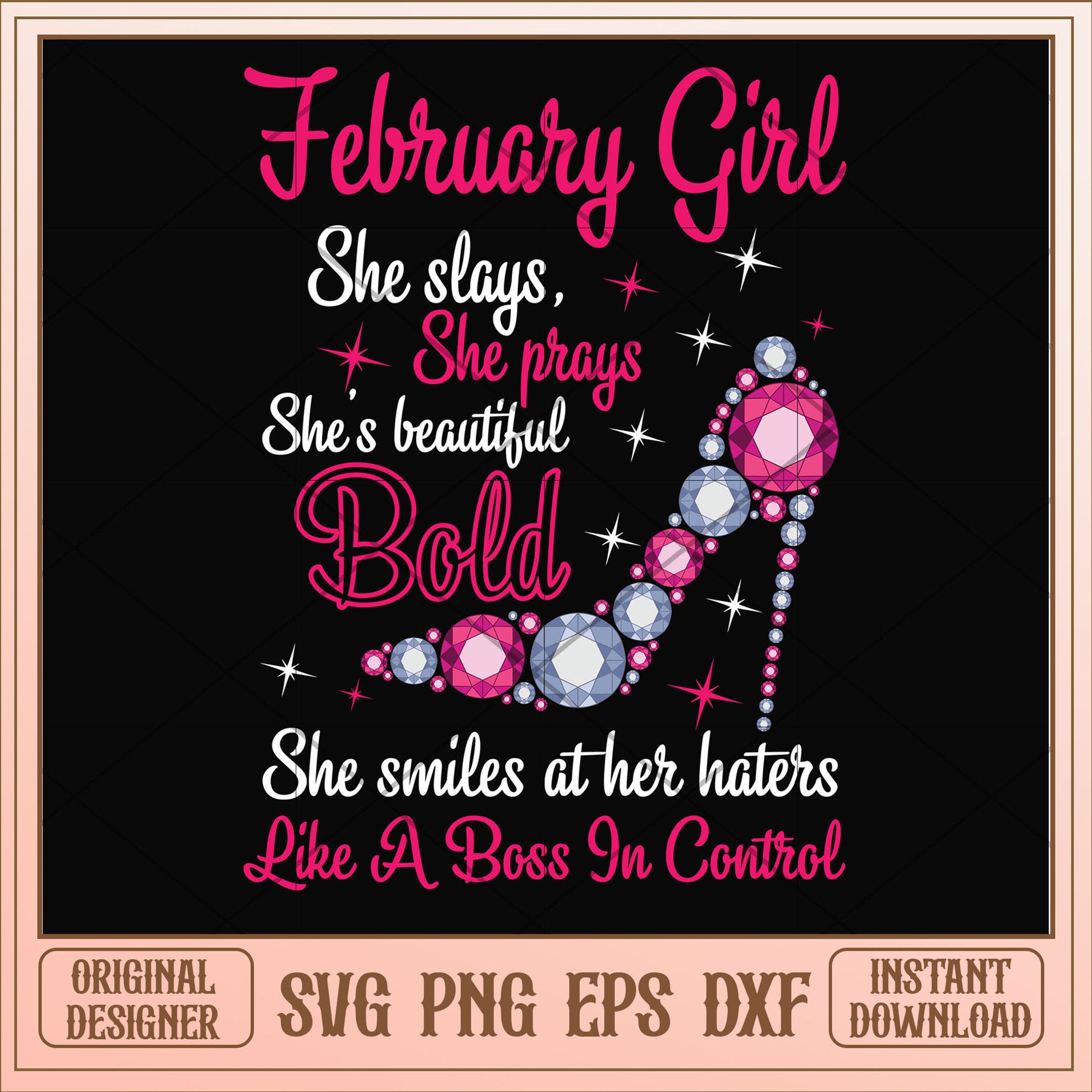 February girl she slays and beautiful bold svg, bold svg, birthday svg