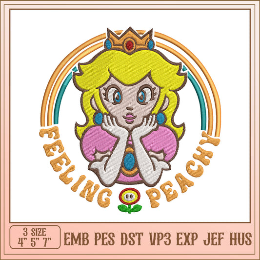 Feeling Peachy Embroidery Design for Creative Projects 4x5 7インチ