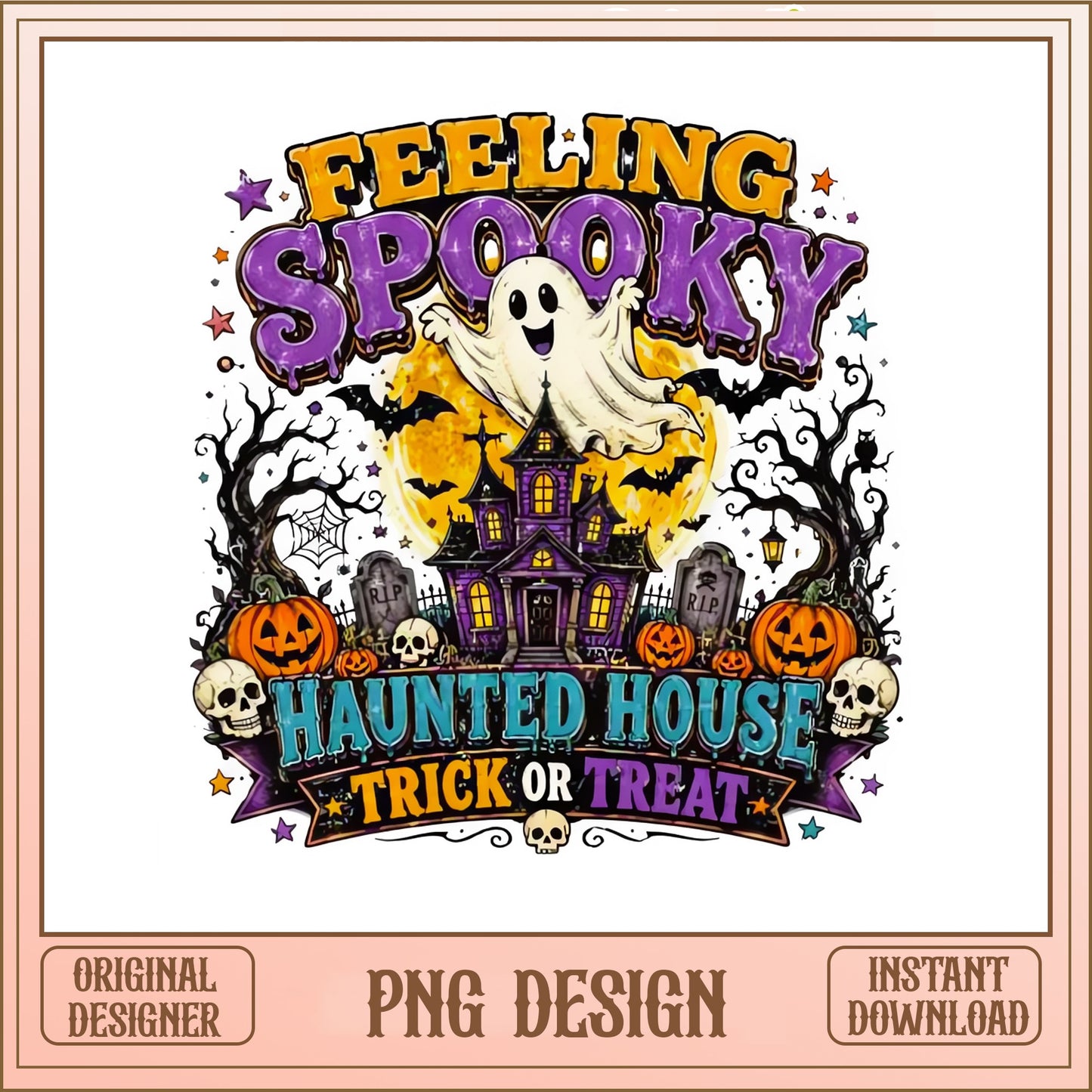 Feeling Spooky Haunted House PNG, Trick Or Treat PNG, Halloween PNG