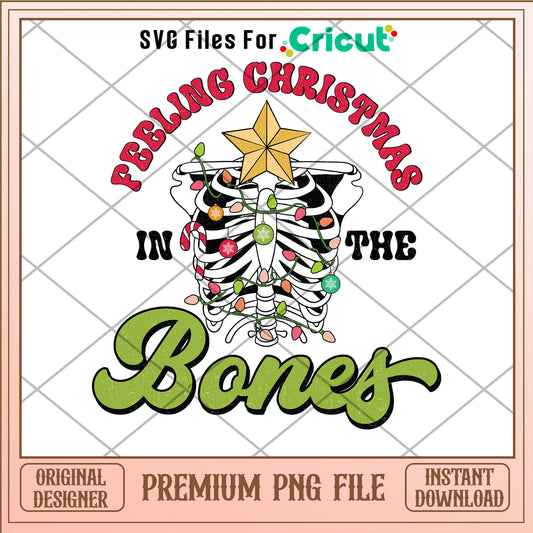 Feeling christmas bones png, skeleton png, christmas png